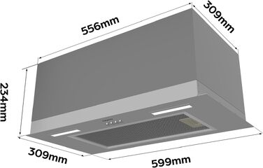 Вбудована витяжка CIARRA CBCB6926A A+++ 60 см, продуктивність 704 м³/год, LED-підсвітка, режим рециркуляції та відведення, нержавіюча сталь, срібляста