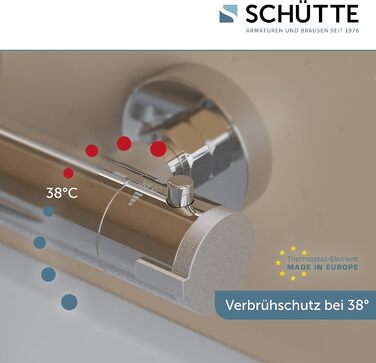 Змішувач для ванни Schütte London з термостатом, захист від ошпарювання 38°C, хром