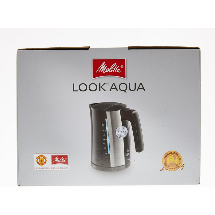 Електрочайник Melitta Look Aqua 1026-02, 1,7 л, 2400 Вт, чорний, з автоматичним вимкненням, захистом від перегріву та прихованим нагрівальним елементом