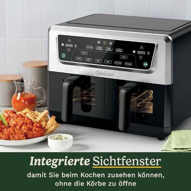 Фритюрниця Cuisinart XXL 10.4L з двозонним нагріванням | Без PFAS та хімікатів | Для смаження, грилю, випікання, дегідратації та підтримання тепла | 2 x 5.2L, 8+ порцій | Знімні деталі з нержавіючої сталі (2 камери)