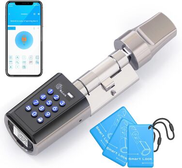 RUILON інтелектуальний циліндр, електронний кодовий замок з Bluetooth і додатком, розблокування паролем, для дверей 50-100 мм, легкий монтаж PBL41