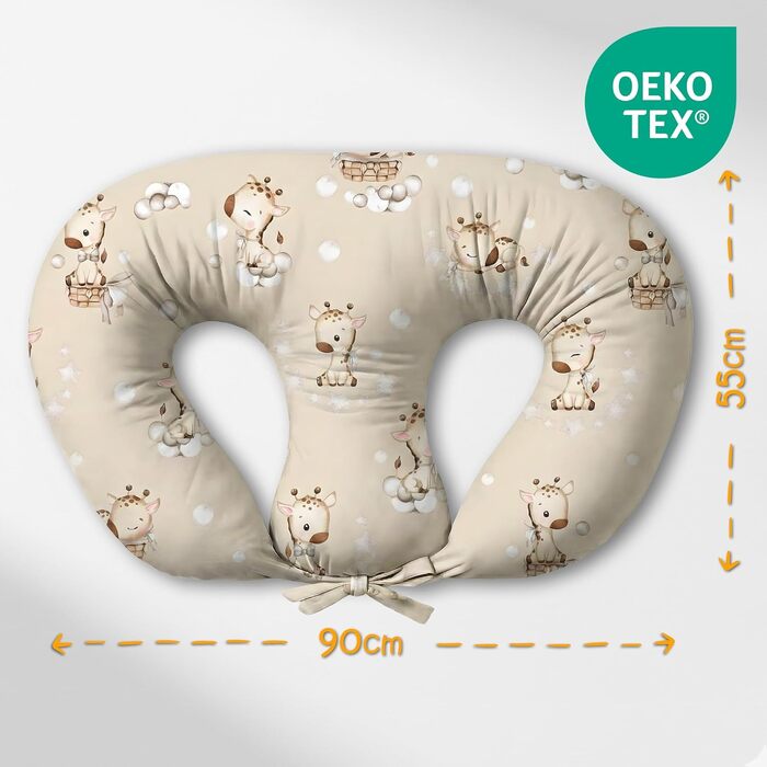 Подушка для годування Stillkissen XXL для двійні 90x50 см, Oeko-Tex, жирафи - подушка для вагітних та немовлят Stillmond