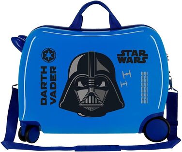 Дитяча валіза Star Wars Дарта Вейдера, синя, 50×38×20 см, ABS, кодовий замок, 34 л, 1,8 кг, 4 колеса, ручна поклажа