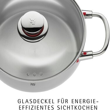 Каструля WMF Quality One 24 см з кришкою зі скла, 6.8 л, для індукції, нержавіюча сталь Cromargan