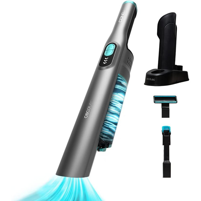 Портативний бездротовий пилосос Cecotec Conga Rockstar Micro+, 200 Вт, 20 кПа, цифровий, 40 хв автономії, 2 режими, 2-в-1 насадки, насадка для м'яких меблів, база для зарядки