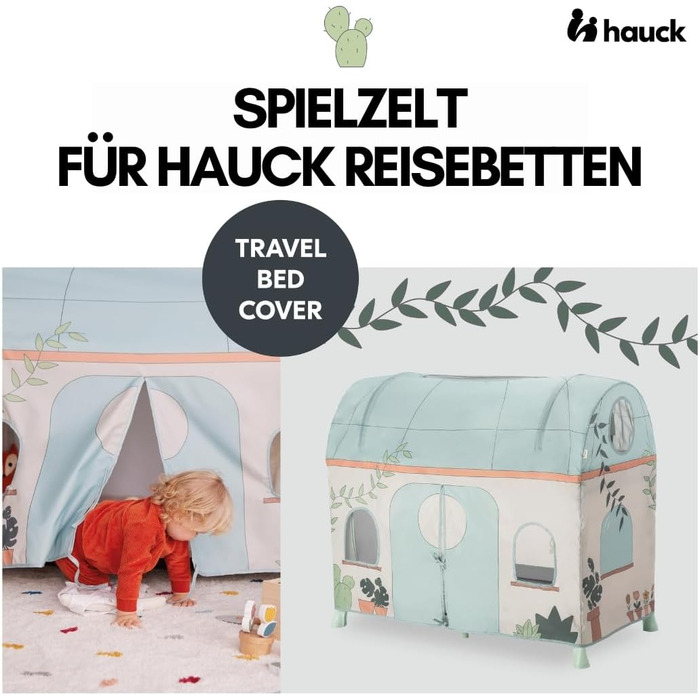 Дитяче складне ліжечко Hauck Dream N Play Plus XXL з матрацом, ігровим наметом та антимоскітною сіткою, переносна сумка, великий вхід, Dusty Cork