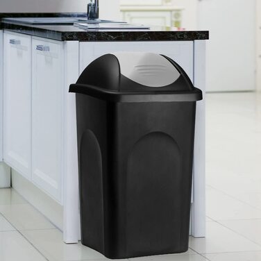 Смітник Stefanplast з маятниковою кришкою 60 л, чорний/сріблястий