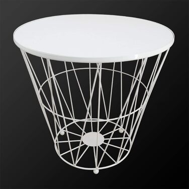 Журнальний стіл PrimoLiving Design, білий, металевий кошик з дерев'яною кришкою 'Diagonal', 40x35 см, з місцем для зберігання