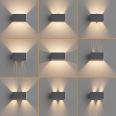 Стіна світильник Klighten вуличний LED 18W з лампою G9 (3000K, тепле біле світло), регульований кут нахилу, IP54, антрацит RAL 7016 для дому та саду