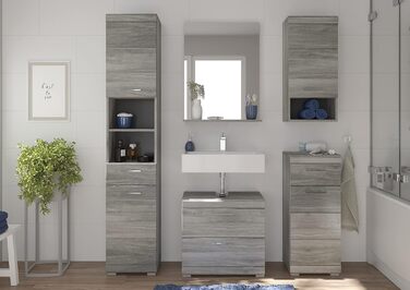 Навісна шафа для ванної кімнати homes&jones Soul, 37x79x24 см, ДСП, колір димчасте срібло