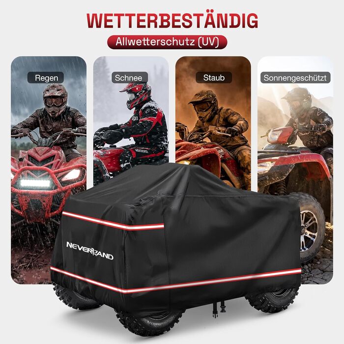 Водонепроникний чохол для квадроцикла NEVERLAND Quad ATV XXXL (256 x 110 x 120 см), чорно-сріблястий