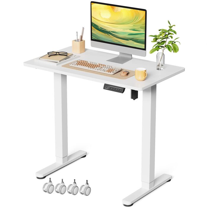 Електричний регульований стіл Gibbon Mounts 88x50 см для дому та офісу, білий