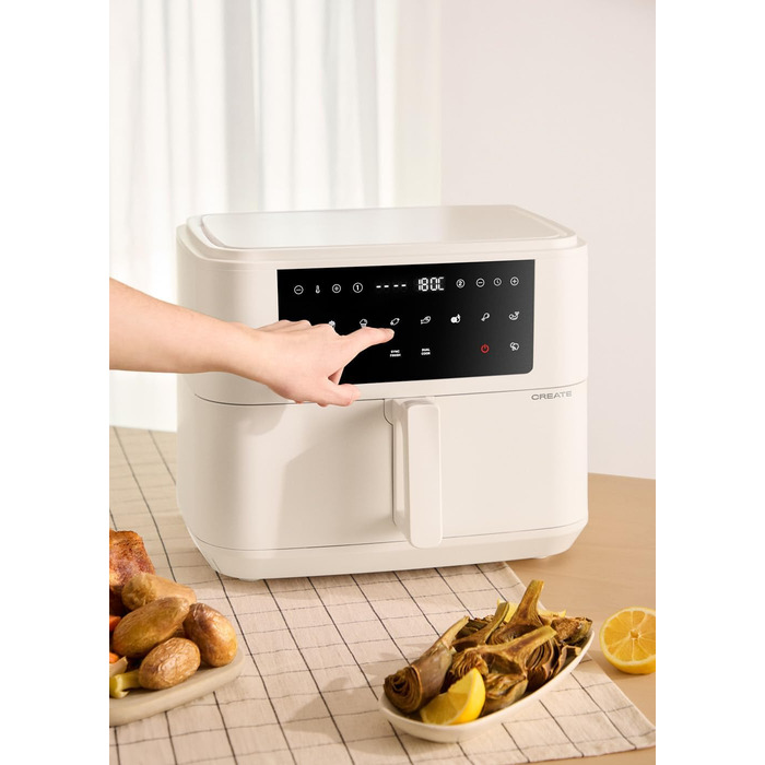 Фритюрниця повітряна 4.2L з паром, 6 програм, 1300W (10L Dual, кремовий)