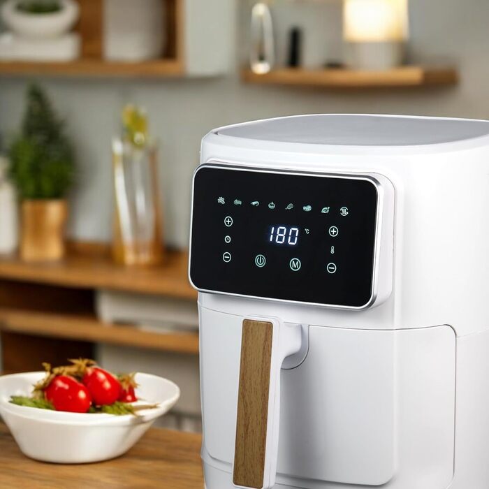 Аерофритюрниця Bergner Naturally 6.9L 1800W з керамічним покриттям, 8 програм, без PFAS, біла