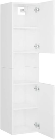 Шафа для ванної vidaXL з 2 дверцятами та 5 полицями, біла, 30x30x130 см, ДСП, високий шафа для ванної кімнати