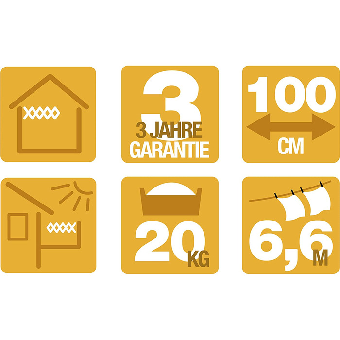 Сушарка для білизни настінна JUWEL Ruck Zuck 100, 6,6 м, срібляста, розсувна, 100 см, до 20 кг