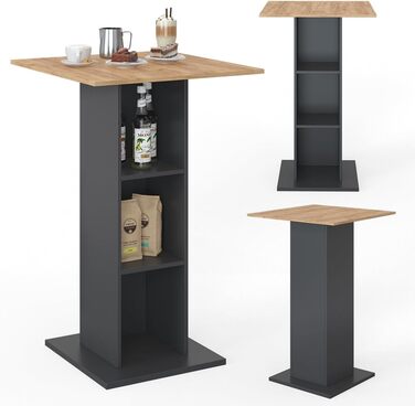 Стіл журнальний Vicco Rodeo, антрацит/золота дубова, 70x70 см