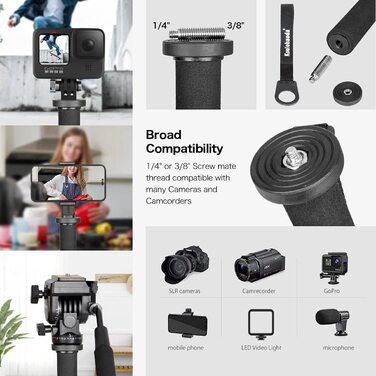 Алюмінієвий монопод Koolehaoda зі стійкою та кульовою головкою K-09 для DSLR камер, висота 175 см