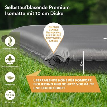 Складаний самонадувний туристичний килимок Skandika Premium Easy Double 10 см для кемпінгу, автомобіля, гостьова матрац, легкий самонаповнюваний піноматеріал