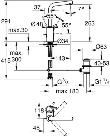 Змішувач для раковини GROHE Concetto L з QuickFix, хромований - 23739002