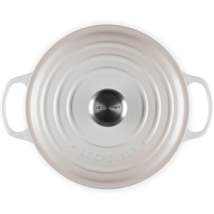 Чавунна каструля-брятер Le Creuset Signature з кришкою, 24 см, кругла, для всіх типів плит та індукції, 4,2 л, колір Meringue