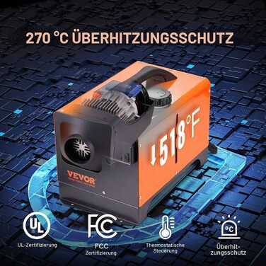 Автономний дизельний обігрівач повітря VEVOR 12V 5кВт з LCD-дисплеєм, Bluetooth-керуванням та пультом (10 м)