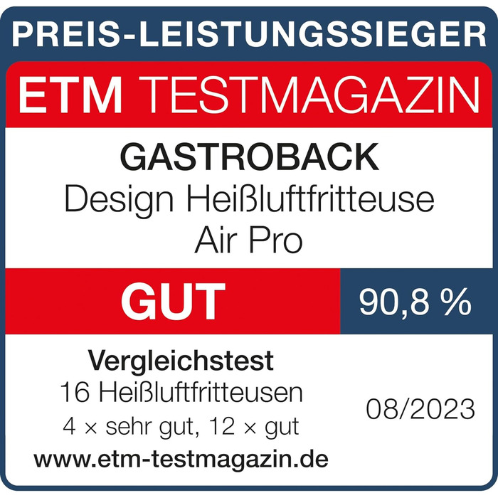 Аерофритюрниця GASTROBACK Design Air Pro 3,7 л, 8 програм, сенсорне управління