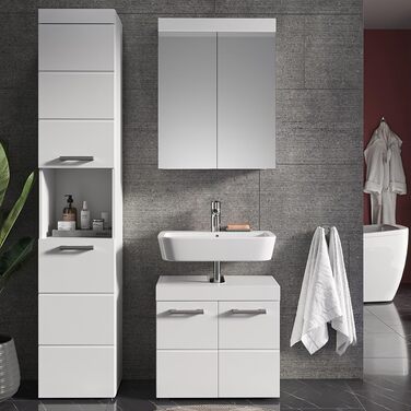 Високий шафа для ванної Vicco Luna, білий, 37x190 см