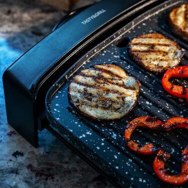 Електричний гриль Cecotec Tasty&Grill 2000 InoxStone, антипригарна панель Rockwater, 2000 Вт, регулятор температури, корпус із нержавіючої сталі