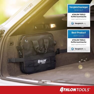 Органайзер у багажник ATHLON TOOLS Premium з кришкою, 60 літрів, чорний з червоним прошиттям