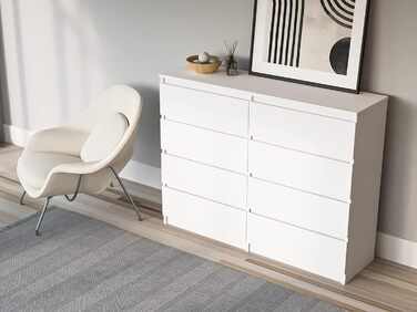 Комод 3E 3xEliving з 8 шухлядами, білий, 120 см