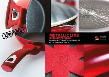 Набір каструль Berlinger Haus Burgundy 10 предметів, антипригарне покриття, мармур, алюміній, для індукції, без PFOA, металевий червоний, великий