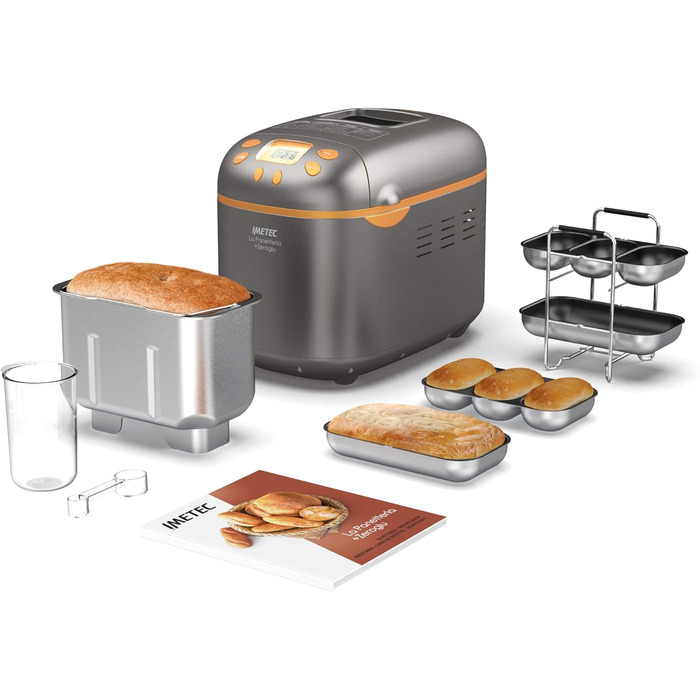 Хлібопічка Imetec La Panetteria +Zeroglu для хліба, чіабати, булочок і кексів з натурального та безглютенового борошна, 20 програм, 2 лопатки, контроль температури, з рецептурником