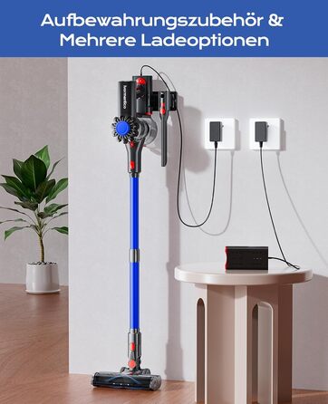 Акумуляторний пилосос бездротовий Blau 450W 40KPA, 50 хв роботи, з LED підсвіткою та насадкою для шерсті тварин
