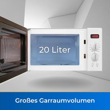 Мікрохвильова піч Exquisit Retro RMW720-3GDIG, 20 л, 1000 Вт, гриль, цифровий дисплей, біла, ретро-дизайн