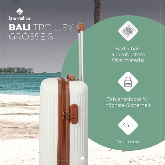 Дорожня валіза Travelite BALI, 34 л, ABS, 4 колеса, жорсткий корпус, ручна поклажа 55 см, відповідає IATA