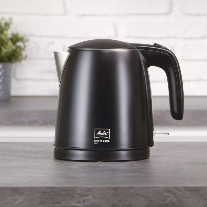 Електрочайник MELITTA Prime Aqua Mini, нержавіюча сталь, 1 л, 2200 Вт, чорний