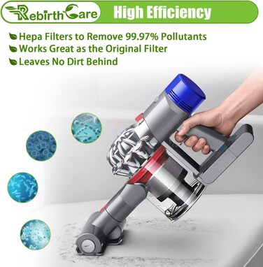 Комплект із 2 фільтрів для пилососів Dyson V7/V8, змінні HEPA фільтри Rebirthcare для моделей Absolute, Animal, Motorhead, заміна 965661-01 і 967478-01