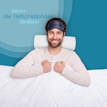 Подушка для шиї Bestlivings з піни Memory Foam (30x35x9 см) з антимікробним чохлом Silver Protect, Öko-Tex, напівциліндр 42x20 см