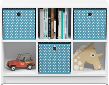 Книжкова шафа Furinno Basic на 6 відділень з 3 вставками, біло-блакитна, 30,23x30,23x59,94 см