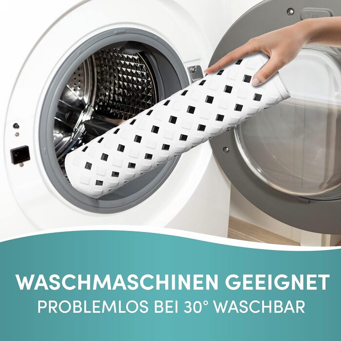 Протиковзкий килимок Engelbach для ванни, 88x40 см, білий, 100% BPA-free, з 2 гачками, антипліснявий, машинне прання