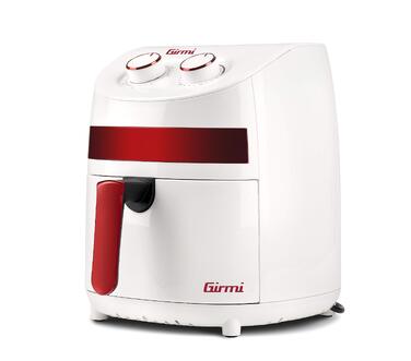 Компактна аерофритюрниця Girmi FG93 Ecofrit, 3.2 л, 1000 Вт, економна (до -30% енергії), з антипригарним покриттям та книгою рецептів, Білий/Червоний