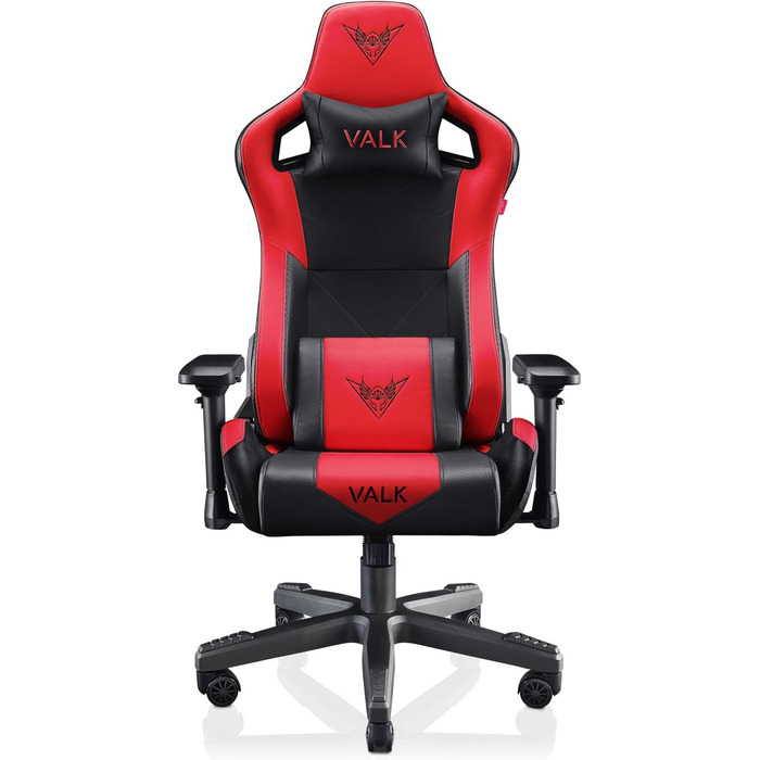 Крісло геймерське VALK Gaia з підлокітниками 4D, регульованою спинкою 160º, газовою амортизацією класу 4, з штучної шкіри (червоне)
