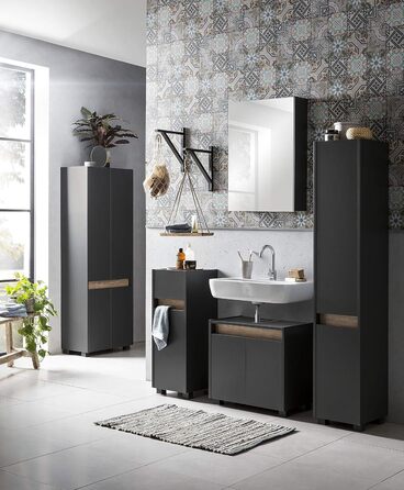 Високий шафа Schildmeyer Cosmo 701514, 57x164,5x33 см, білий, для ванної кімнати