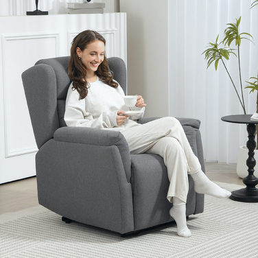 HOMCOM Recliner, Реклайнер для телевізора з функцією відкидання, Реклайнер для телевізора з пружинною пружиною, М'який реклайнер, крісло вантажопідйомністю до 150 кг для вітальні, спальні, темно-сірий