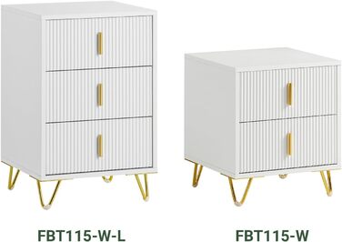 Тумба приліжкова SoBuy FBT115-L-W з 3 шухлядами, біла, для ліжка-бокспринг, 40x63x40 см – приліжковий, журнальний, телефонний стіл