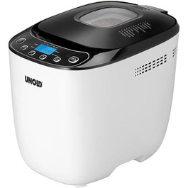 Хлібопічка Unold 68010 Backmeister Design, до 1 кг, 550 Вт, BPA-free, 12 програм, LCD, чорна-біла, термостійкий корпус