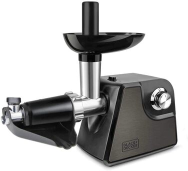 М'ясорубка Black+Decker BXMMA1000E, 1000 Вт, нержавійка, насадки для томатного соусу, ковбас і кеббе, 3 диски
