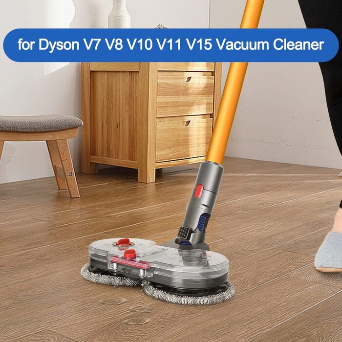 Електрична насадка для вологого прибирання DrRobor для пилососа Dyson V11/V10/V7/V8/V15, знімний водяний бак, 12 мопів, багаторазові