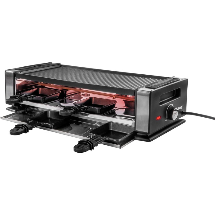 Раклетниця UNOLD 48760 Delice Basic 1200 Вт, для 8 осіб, з натуральним каменем, антипригарна двостороння пластина, нержавіюча сталь
